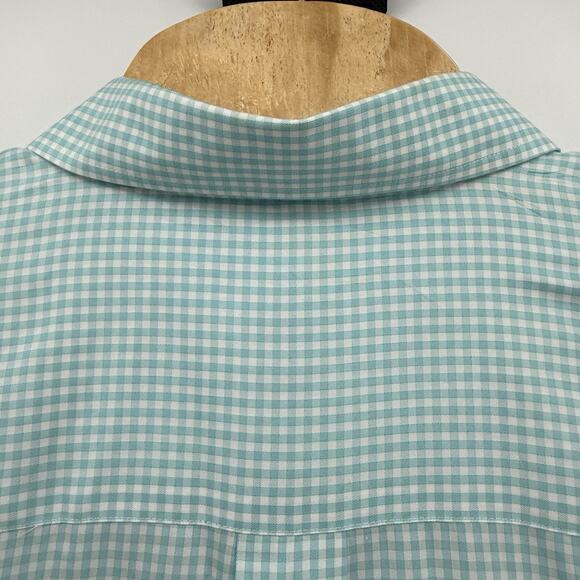 Peter Millar Men's White Blue Check Crown Soft Button Down Shirt Silk Blend XL - Picture 8 of 14